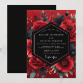 Crimson Dramatic Bloom Wedding Einladung (Vorne/Hinten)