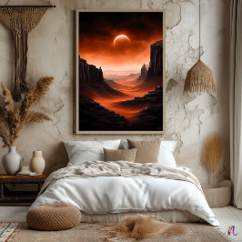 Crimson Dunes - monochrome Marslandschaft Poster