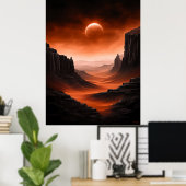 Crimson Dunes - monochrome Marslandschaft Poster (Heimbüro)