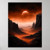 Crimson Dunes - monochrome Marslandschaft Poster (Vorne)