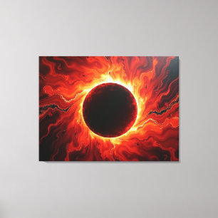 Crimson Eclipse - Feuriges Rot & Schwarz 40"x32" Leinwanddruck