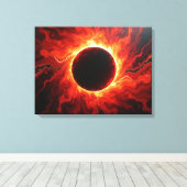 Crimson Eclipse - Fiery Red & Black 24"x18" Canvas Leinwanddruck (Insitu (Holzboden))