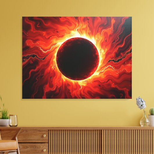 Crimson Eclipse - Fiery Red & Black 40"x32" Leinwanddruck (Insitu (Wohnzimmer))