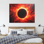 Crimson Eclipse - Fiery Red & Black 40"x32" Leinwanddruck (Insitu (Schlafzimmer))