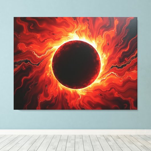 Crimson Eclipse - Fiery Red & Black 40"x32" Leinwanddruck (Insitu (Holzboden))