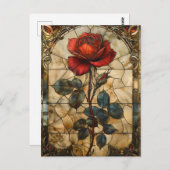'Crimson Elegance' Rote Rose aus gefestigtem Glas Postkarte (Vorne/Hinten)