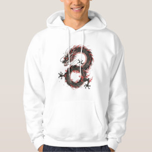 Crimson Ember Tinten-Drache Hoodie