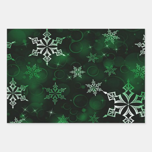 Crimson Emerald & Royal Blue Snowflake Pattern Geschenkpapier Set (Vorderseite 2)