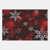 Crimson Emerald & Royal Blue Snowflake Pattern Geschenkpapier Set (Vorderseite)