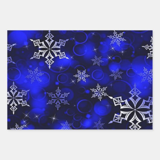 Crimson Emerald & Royal Blue Snowflake Pattern Geschenkpapier Set (Vorderseite 3)