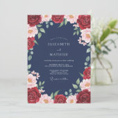Crimson Ethereal Bloom Hochzeit Einladung (Stehend Vorderseite)