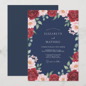 Crimson Ethereal Bloom Hochzeit Einladung (Vorne/Hinten)