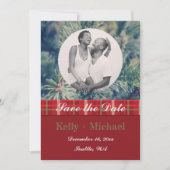 Crimson & Evergreen Flat Save the Date Card (Vorderseite)