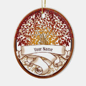 Crimson Family Tree Familienname Keramik Ornament (Links)