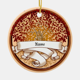 Crimson Family Tree Familienname Keramik Ornament