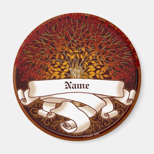 Crimson Family Tree Familienname Magnet (Vorne)
