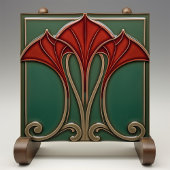 Crimson Flare Art Nouveau Keramik Tile Fliese