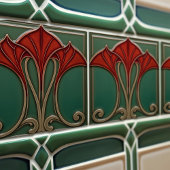 Crimson Flare Art Nouveau Keramik Tile Fliese