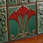 Crimson Flare Art Nouveau Keramik Tile Fliese