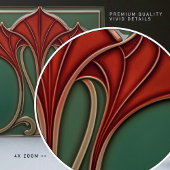 Crimson Flare Art Nouveau Keramik Tile Fliese