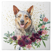 Crimson Floral Bouquet Australian Cattle Dog Fliese (Vorderseite)
