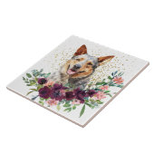 Crimson Floral Bouquet Australian Cattle Dog Fliese (Seite)