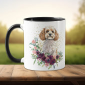 Crimson Floral Bouquet Cockapoo Dog Tasse