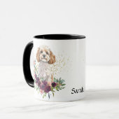 Crimson Floral Bouquet Cockapoo Dog Tasse (Vorderseite Links)