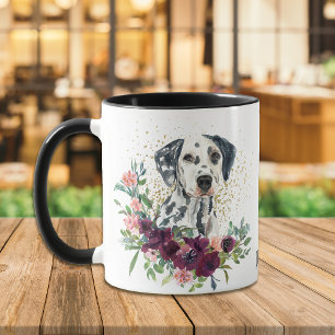 Crimson Floral Bouquet Dalmatiner Dog Tasse