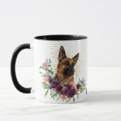 Crimson Floral Bouquet German Shepherd Dog Tasse (Links)