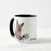Crimson Floral Bouquet German Shepherd Dog Tasse (Vorderseite Links)