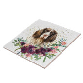 Crimson Floral Bouquet Springer Spaniel Dog Fliese (Seite)