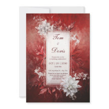 Crimson Floral Elegance Einladung Hochzeit