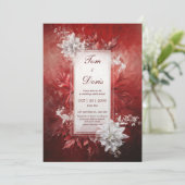 Crimson Floral Elegance Einladung Hochzeit (Stehend Vorderseite)