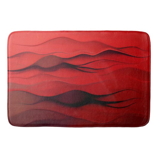 Crimson Flow – Abstract Red Waves of Motion Badematte (Vorderseite)