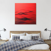 Crimson Flow – Abstract Red Waves of Motion Leinwanddruck (Insitu (Schlafzimmer))