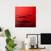 Crimson Flow – Abstract Red Waves of Motion Poster (Heimbüro)