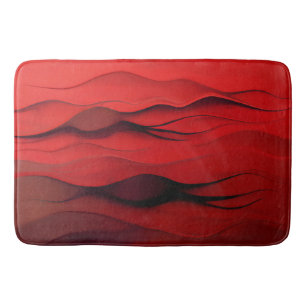 Crimson Flow – Abstrakte rote Bewegungsmuster Badematte