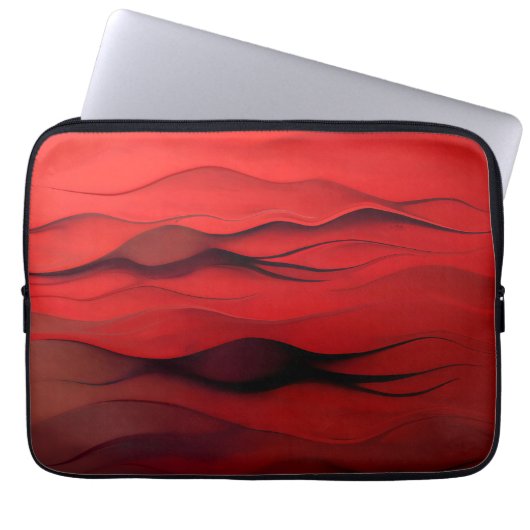 Crimson Flow – Abstrakte rote Bewegungsmuster Laptopschutzhülle (Vorderseite)