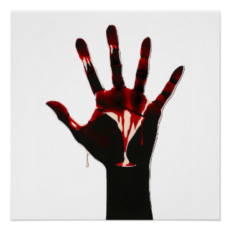 Crimson Flow – Grafischer Handausdruck Poster