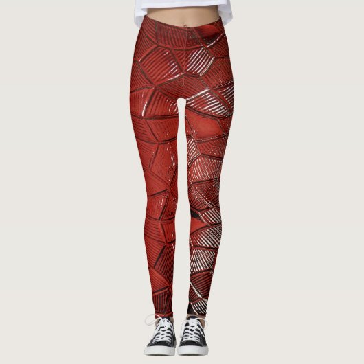 Crimson Flow texturierte Leggings (Vorderseite)