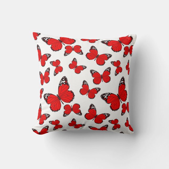 Crimson Flutter Pillow Kissen (Vorderseite)