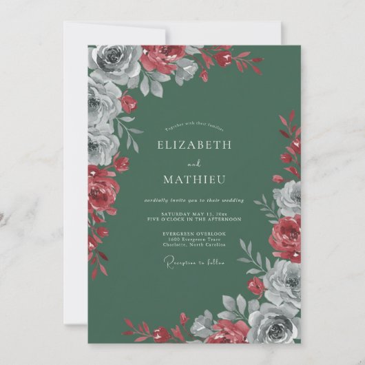 Crimson Forest Petal Hochzeit Einladung (Vorderseite)