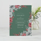 Crimson Forest Petal Hochzeit Einladung (Stehend Vorderseite)