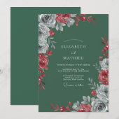 Crimson Forest Petal Hochzeit Einladung (Vorne/Hinten)