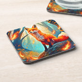 Crimson Fox Scene Design Getränkeuntersetzer (Linke Seite)