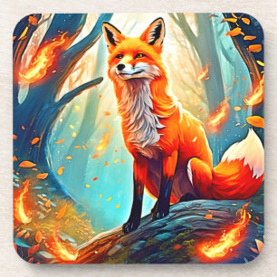 Crimson Fox Scene Design Getränkeuntersetzer