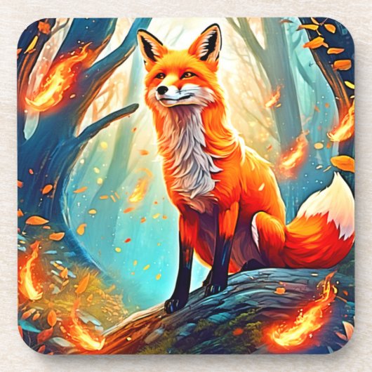 Crimson Fox Scene Design Getränkeuntersetzer (Vorderseite)