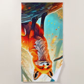 Crimson Fox Scene Design Strandtuch (Vorderseite)
