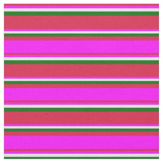 Crimson, Fuchsia, Lavendel und dunkle grüne Linien Stoff (Nahaufnahme)